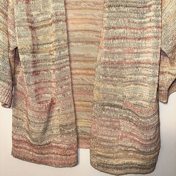 Old Navy Women’s Pink Gray Heathered 3/4 Cardigan Sweater Medium - Picture 2 of 11